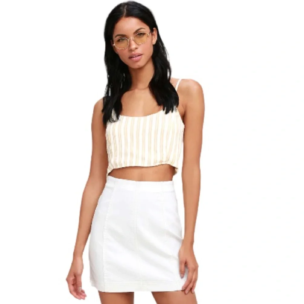 FREE PEOPLE | Modern Femme White Denim Mini Skirt Summer Beach Vacation Resort